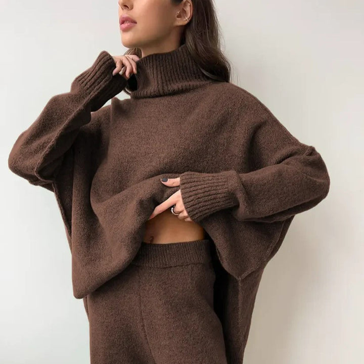 Ensemble en maille pour femmes avec col haut et coupe large Chic & Stil