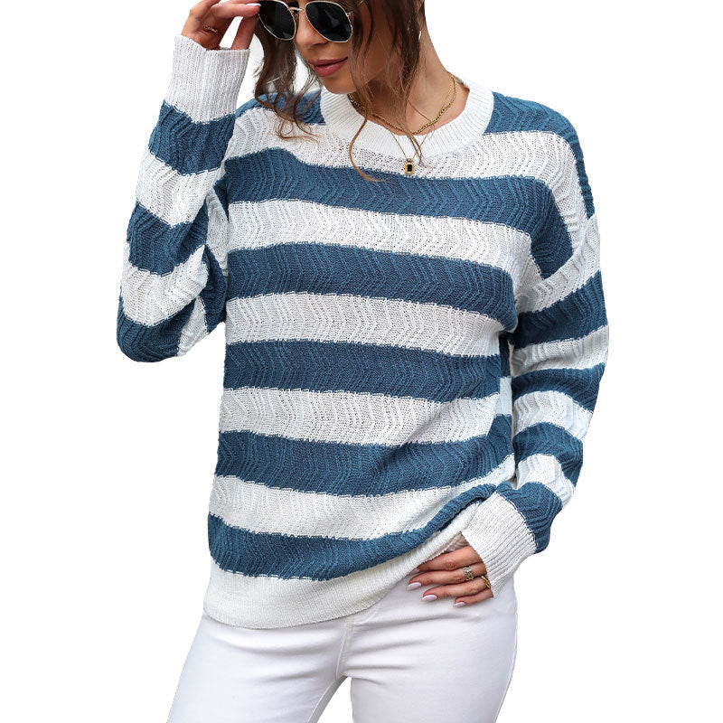 Women Structured Striped Knit Sweater Lune London