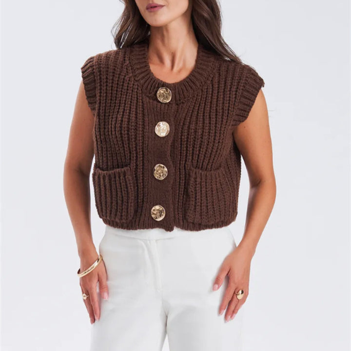 Women's knit jacket with gold buttons and relaxed fit Lune London