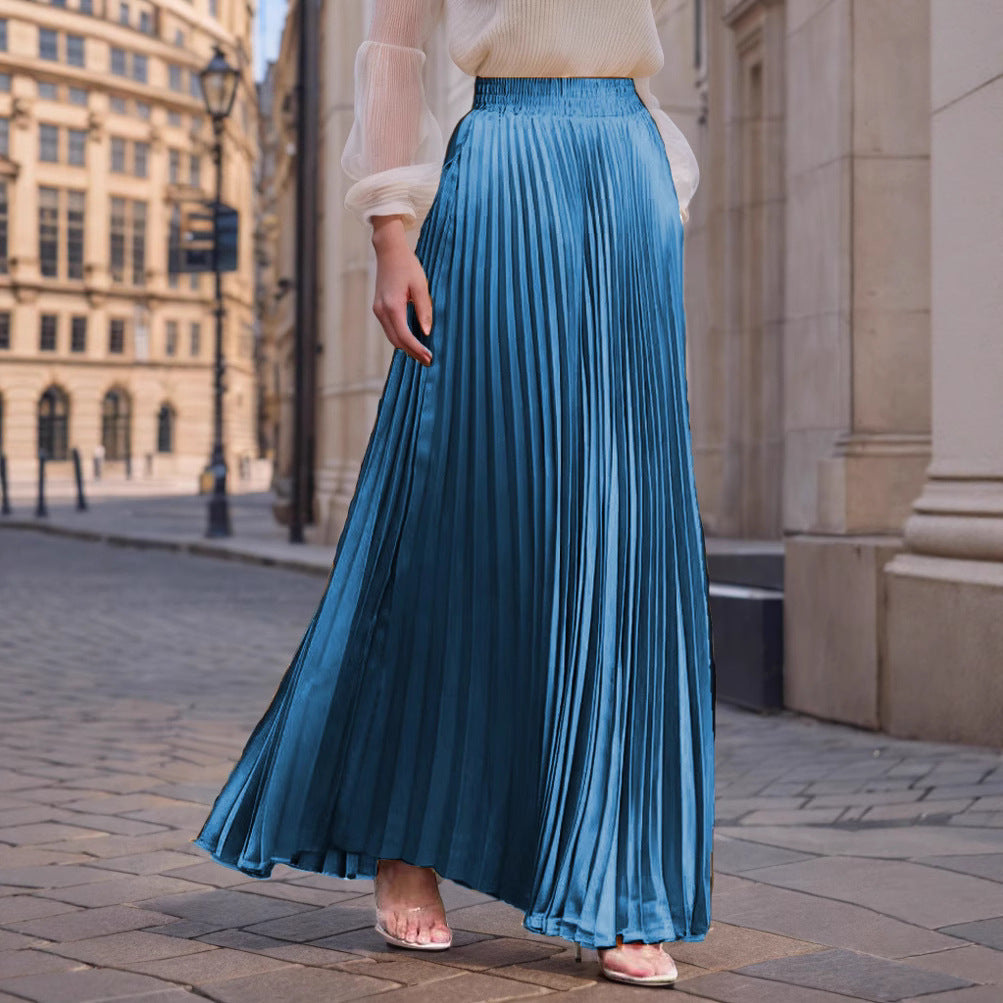Pleated maxi skirt for women with elastic waist and flowy cut Lune London