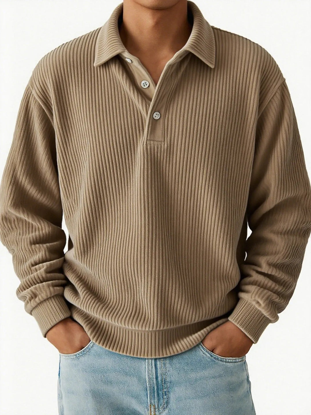 Men's polo with ribbed texture and classic collar Lune London