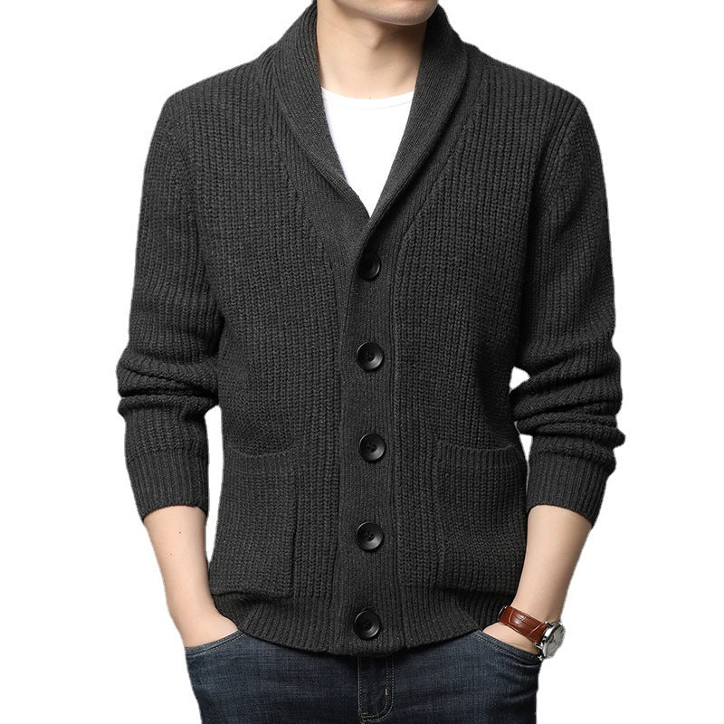 Knitted jacket for men with shawl collar and practical pockets Lune London