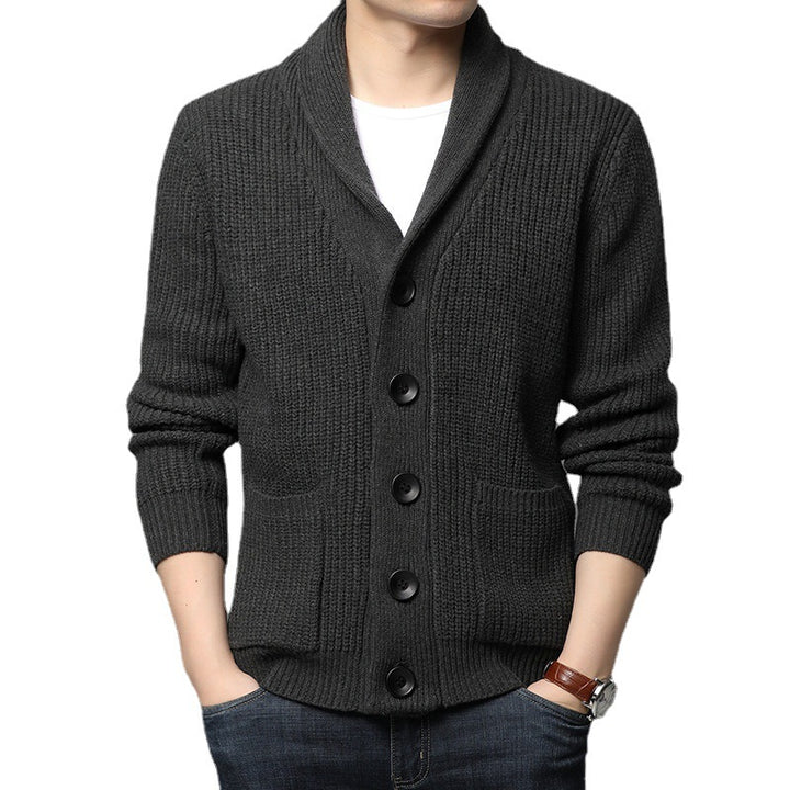 Knitted jacket for men with shawl collar and practical pockets Lune London