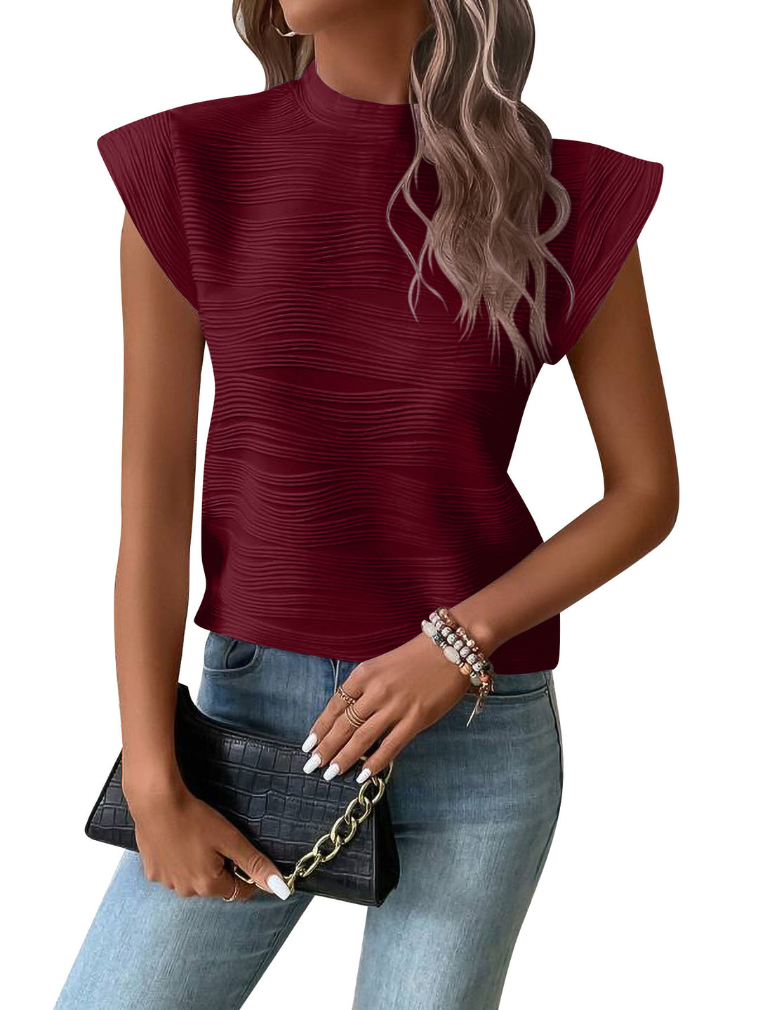 Ladies Elegant and modern top with textured design Chic and Style