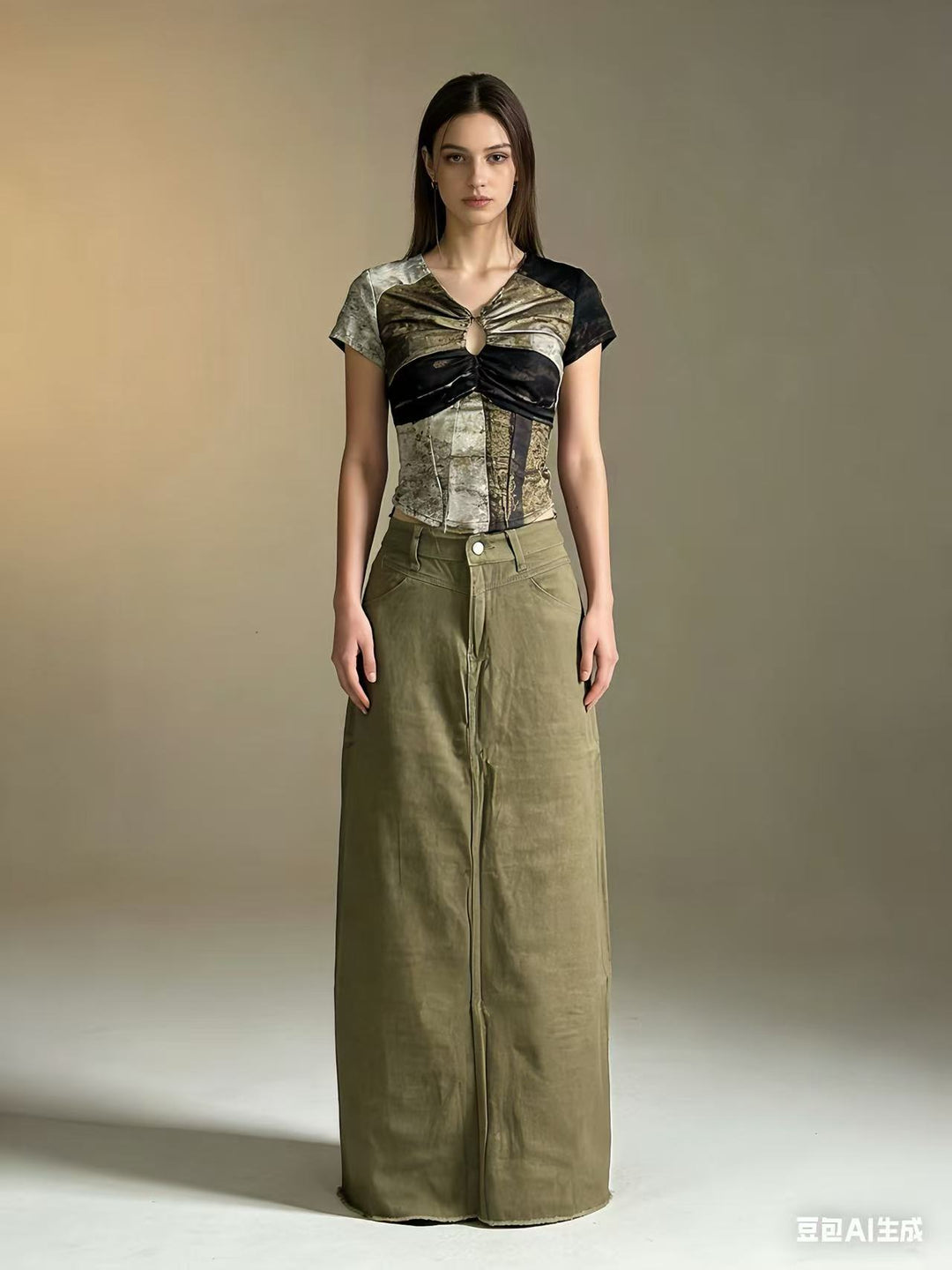 Ladies maxi skirt in modern cut with fringed details Lune London