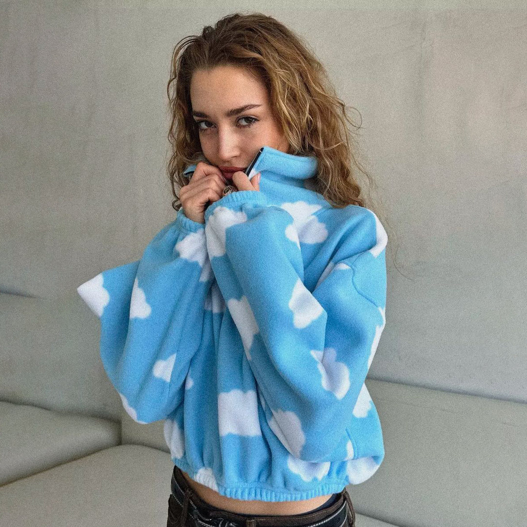 Short sweater for women with cloud pattern Lune London