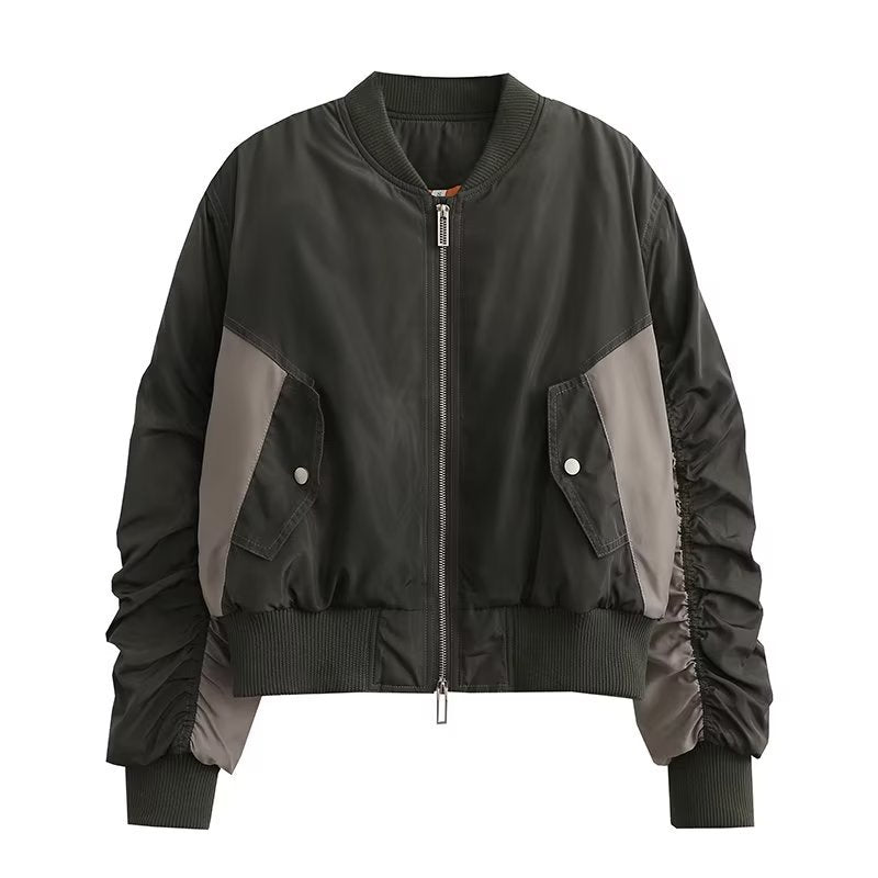 Trendy women's bomber jacket with textured design and practical pockets Lune London
