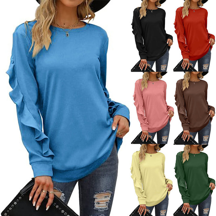 Women Casual Sweatshirt with Ruffled Sleeves Lune London