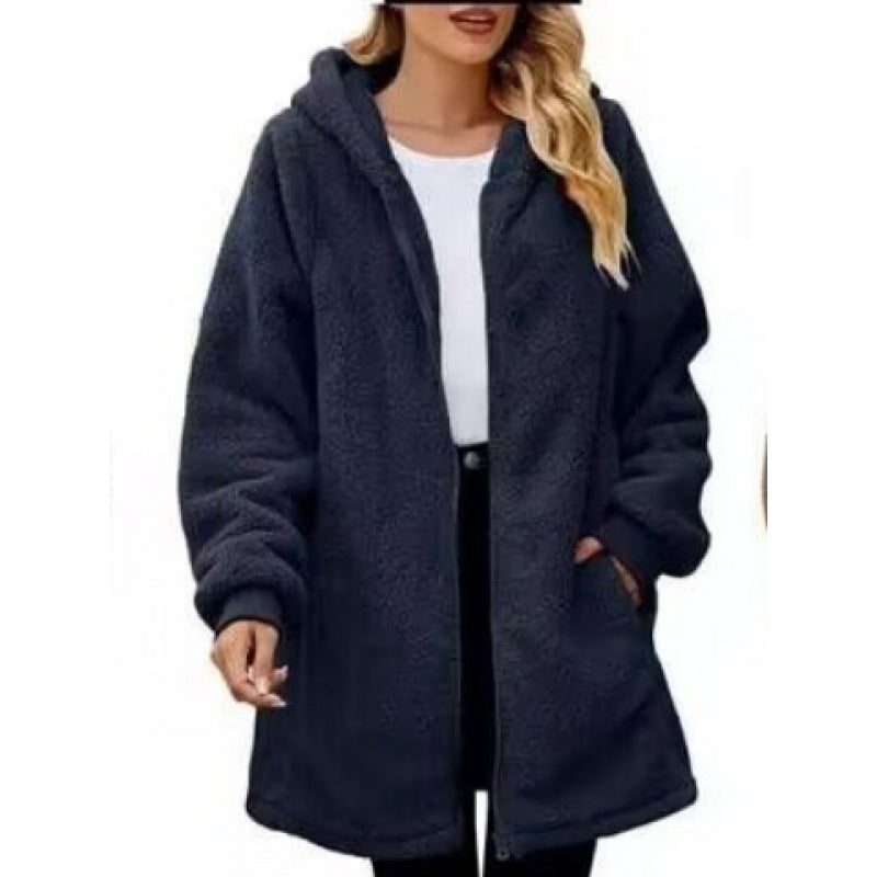 Ladies Cozy Fleece Jacket with Hood Lune London