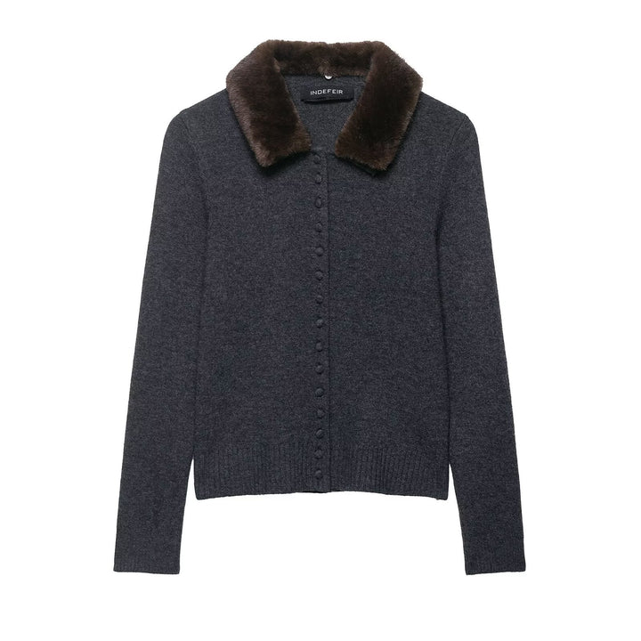 Elegant women's knitted cardigan with removable collar Lune London