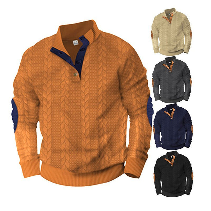 Knit sweater for men with high collar and trendy cable design Lune London