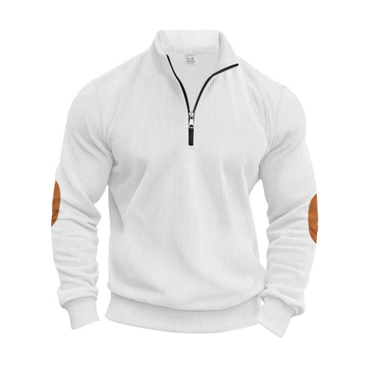 Men's Knit Pullover with Modern Zipper and Elegant Elbow Patches Lune London