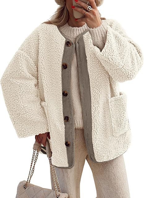 Ladies cozy fleece jacket with Moon London button details