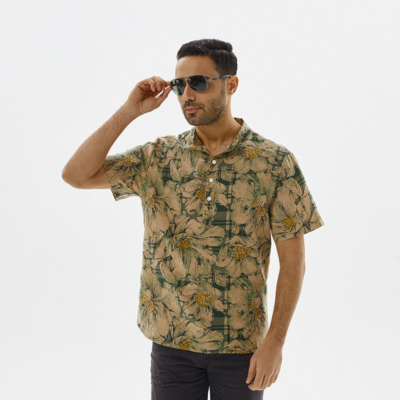 Short-sleeve shirt for men with floral pattern and modern fit Lune London