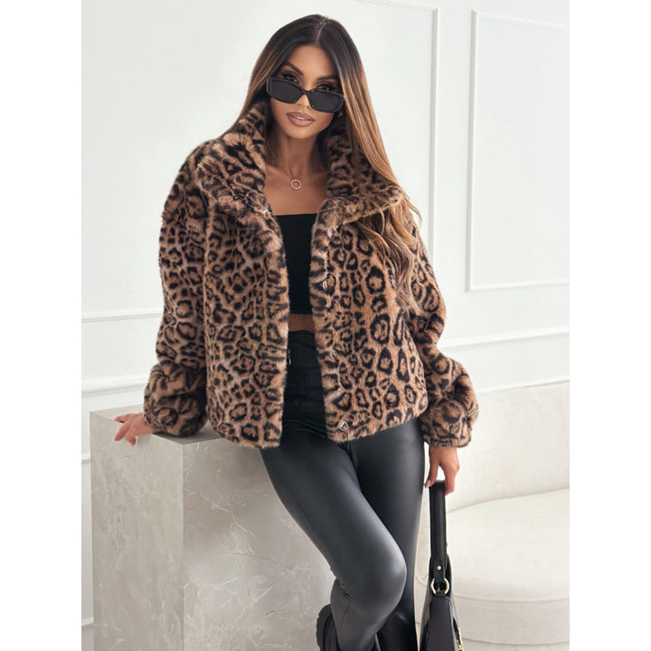 Women Leopard Print Faux Fur Jacket Lune London