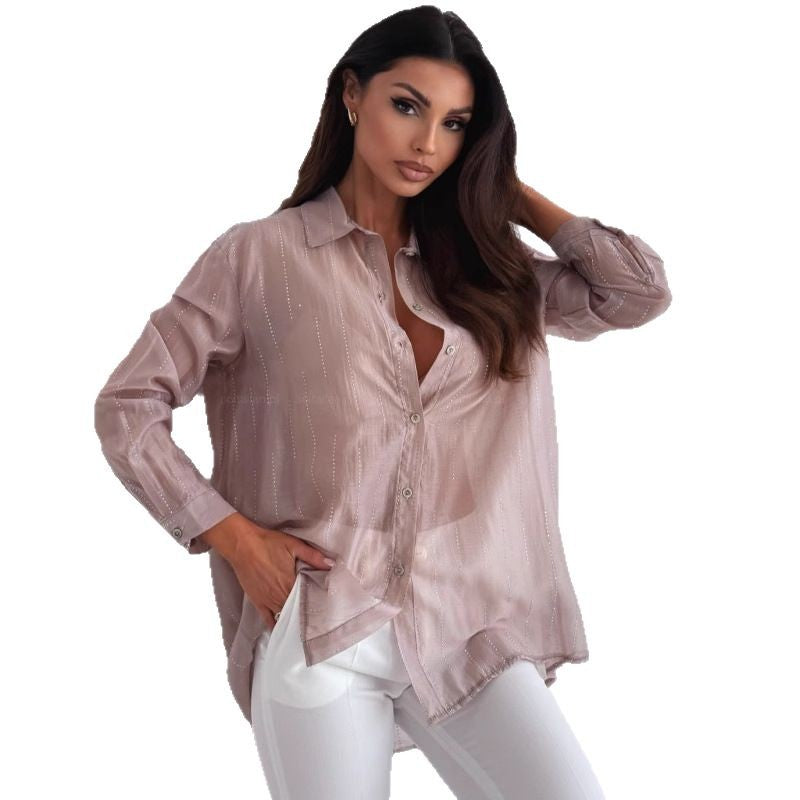 Women transparent blouse button Lune London