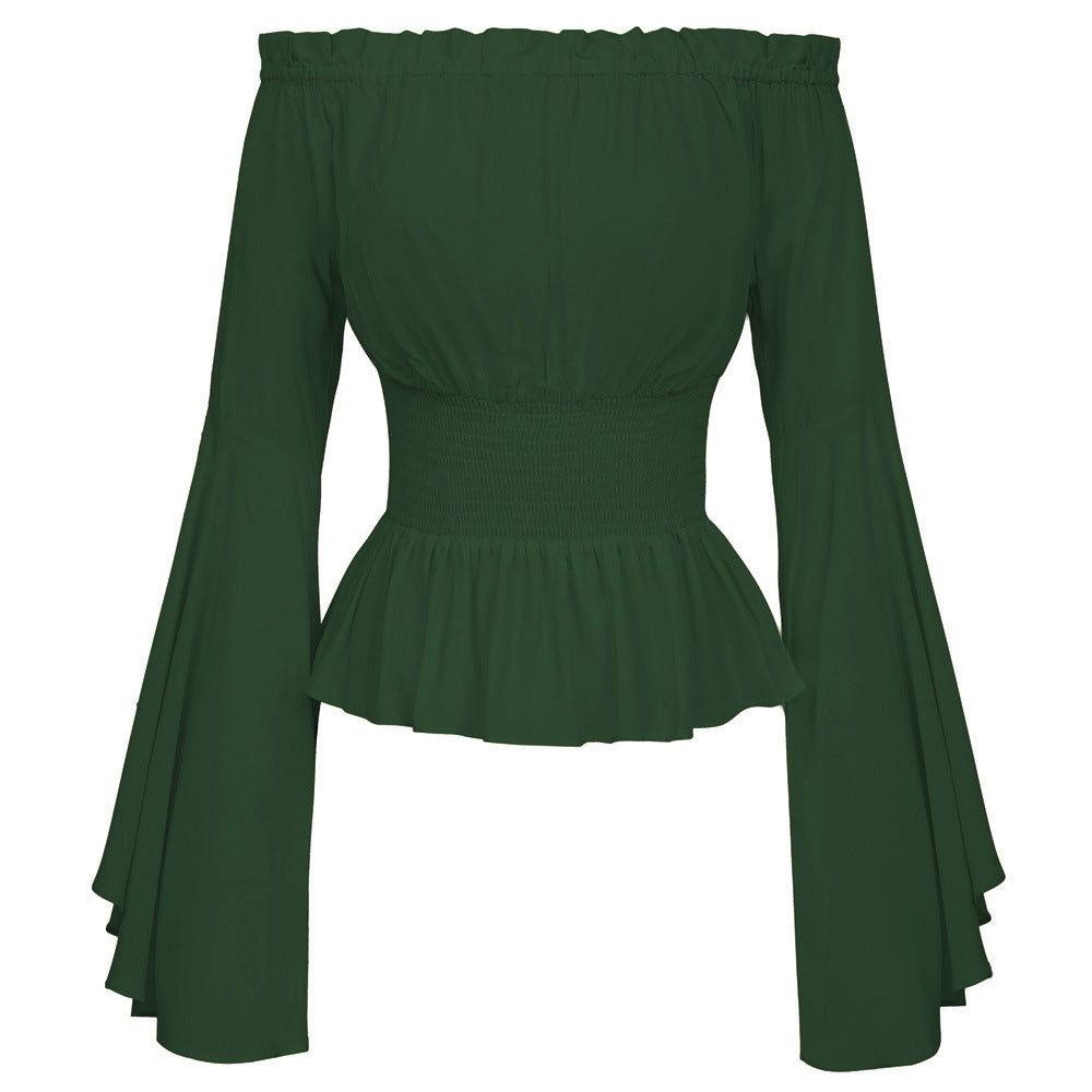 Off-the-shoulder top for women with elegant bell sleeves and an elastic waist Lune London
