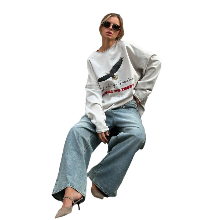 Oversized sweatshirt for women with creative graphic cut and casual Lune London