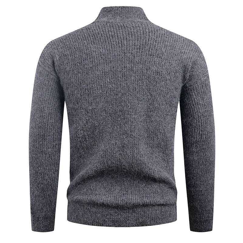 Knitted pullover for men with modern zipper and textured fabric Lune London