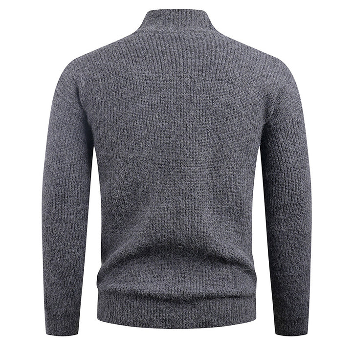 Knitted pullover for men with modern zipper and textured fabric Lune London