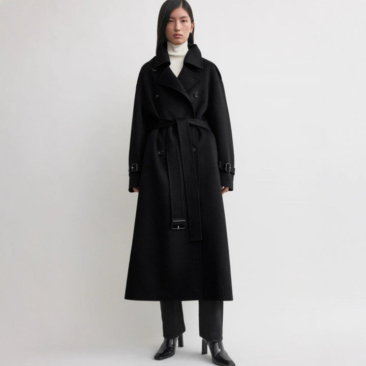Manteau trench en laine surlong élégant pour femmes Chic & Stil