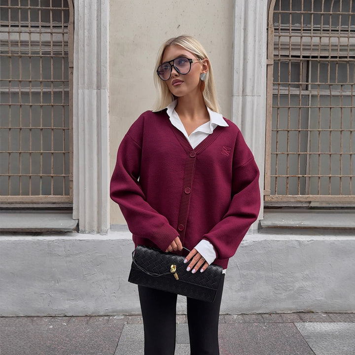 Women oversized cardigan with an elegant V neck and comfortable button details Lune London
