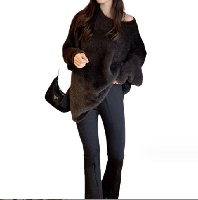 Women soft knit oversized casual chic sweater