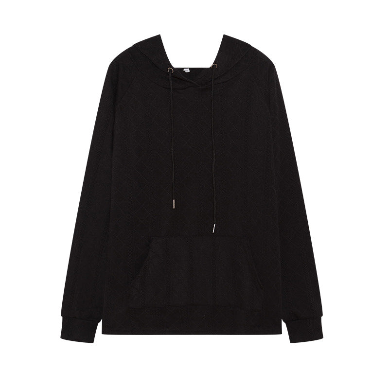 Ladies casual hoodie with textured design and kangaroo pocket Lune London