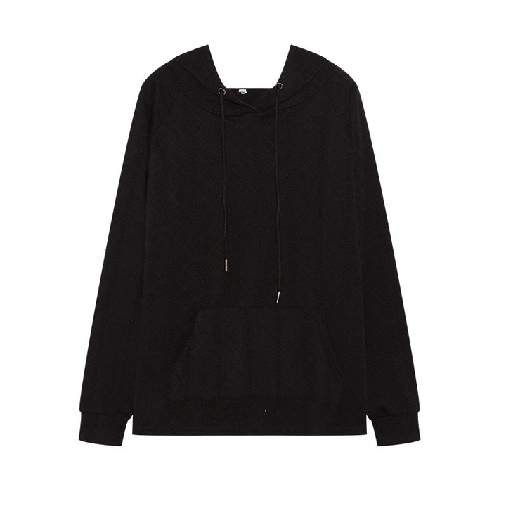 Ladies casual hoodie with textured design and kangaroo pocket Lune London