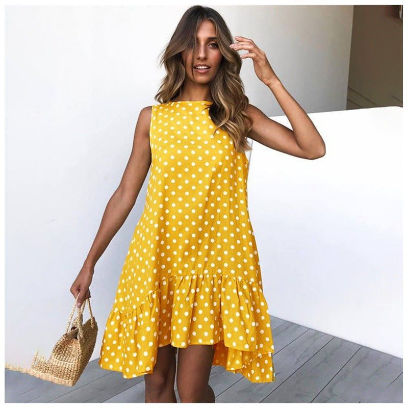 Robe d'été A-line pour femme avec ourlet volanté et pois Chic & Stil