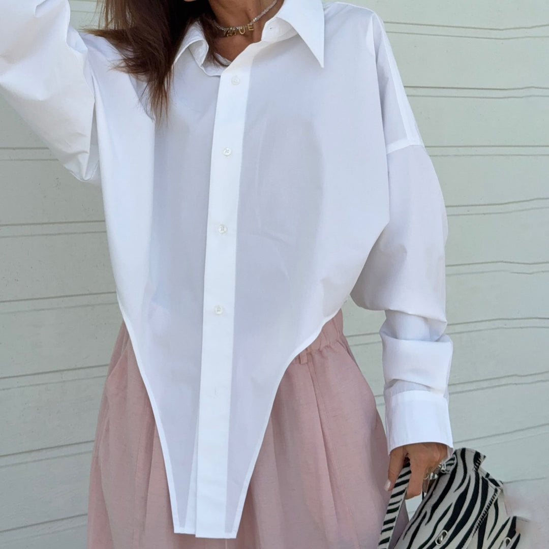 Oversized shirt for women with asymmetrical cut and modern details Lune London