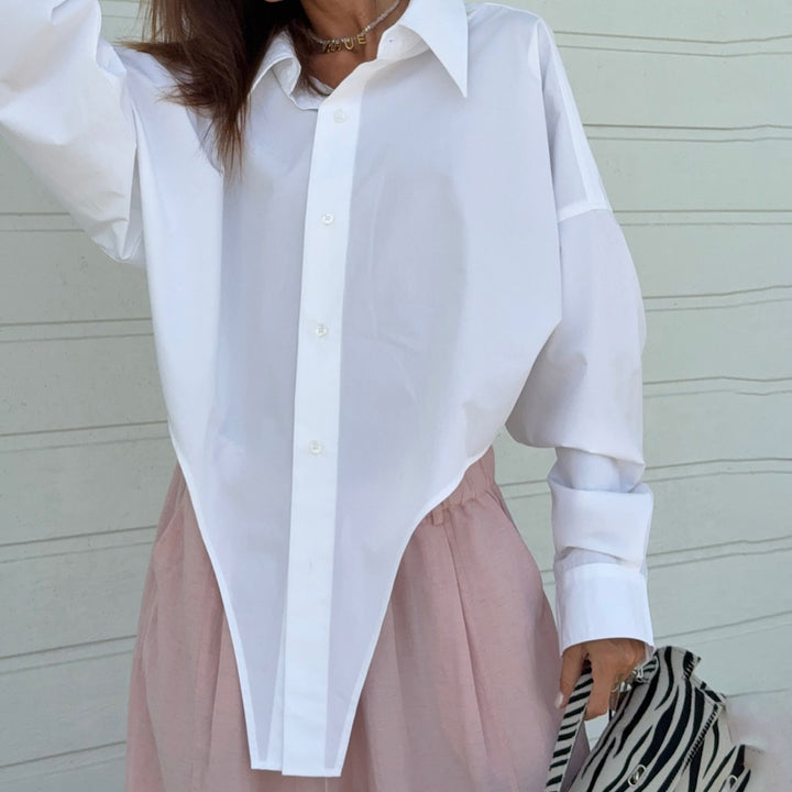 Oversized shirt for women with asymmetrical cut and modern details Lune London