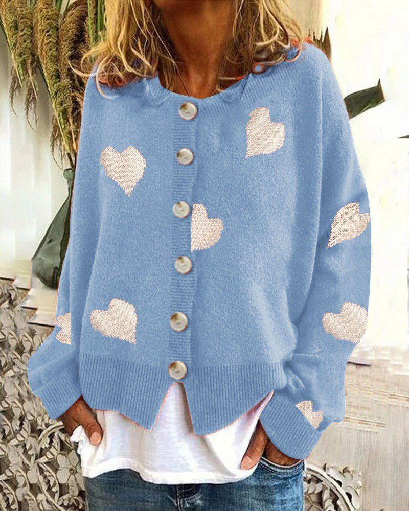 Knit jacket for women with heart pattern and trendy cut Lune London