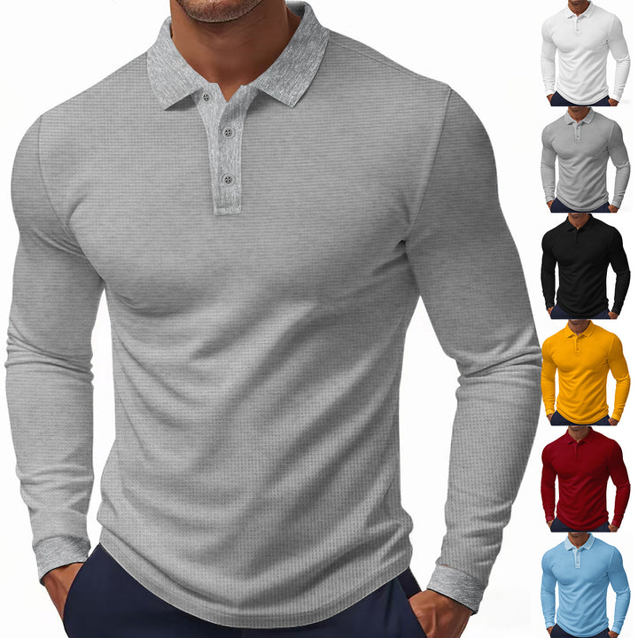 Long sleeve polo for men with textured design Lune London