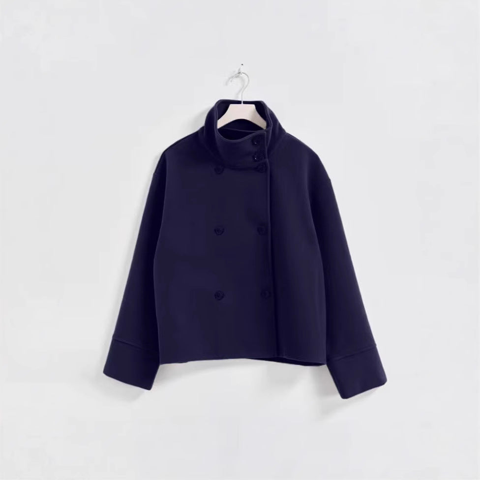 Cropped jacket for women with high collar and double breasted Lune London