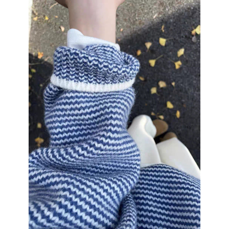Femme pull en tricot décontracté avec motif en vagues et col roulé Chic & Stil