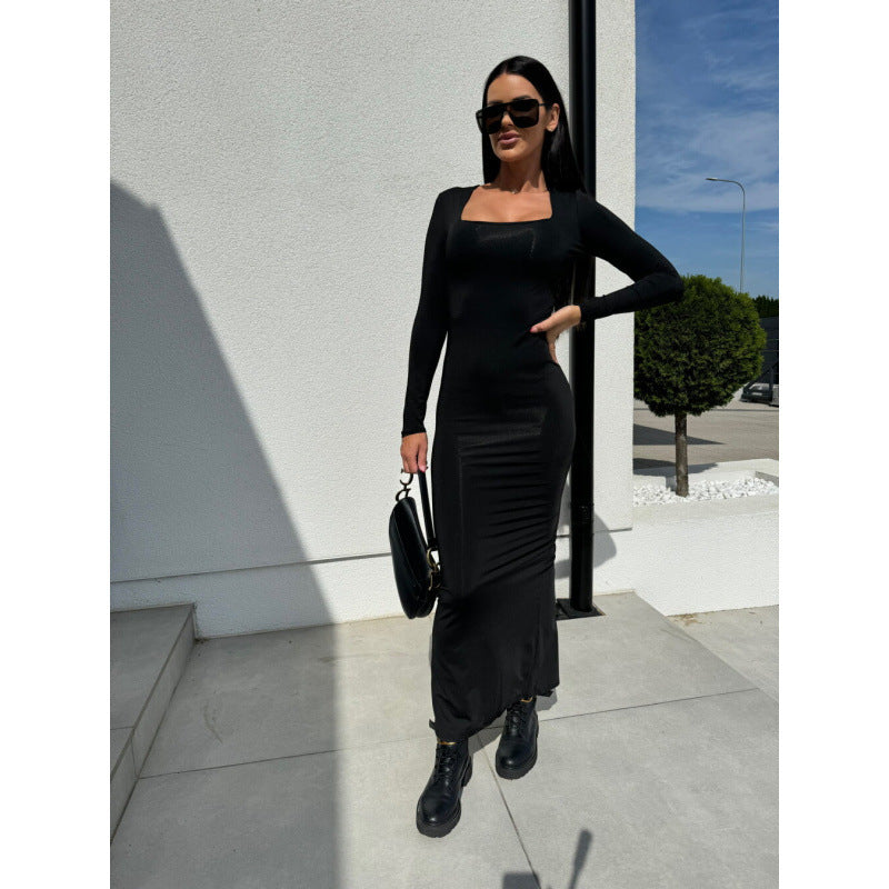 Chic Animal Print Long Sleeve Maxi Dress for Women