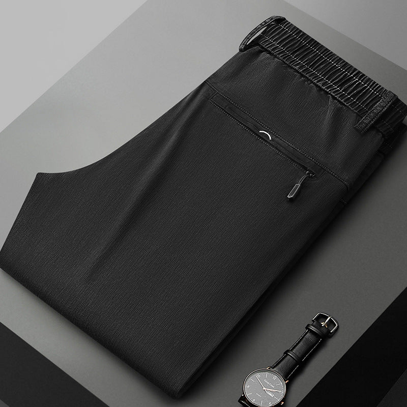 Pantalon stretch confortable pour hommes avec ceinture élastique et poches zippées latérales Lune London