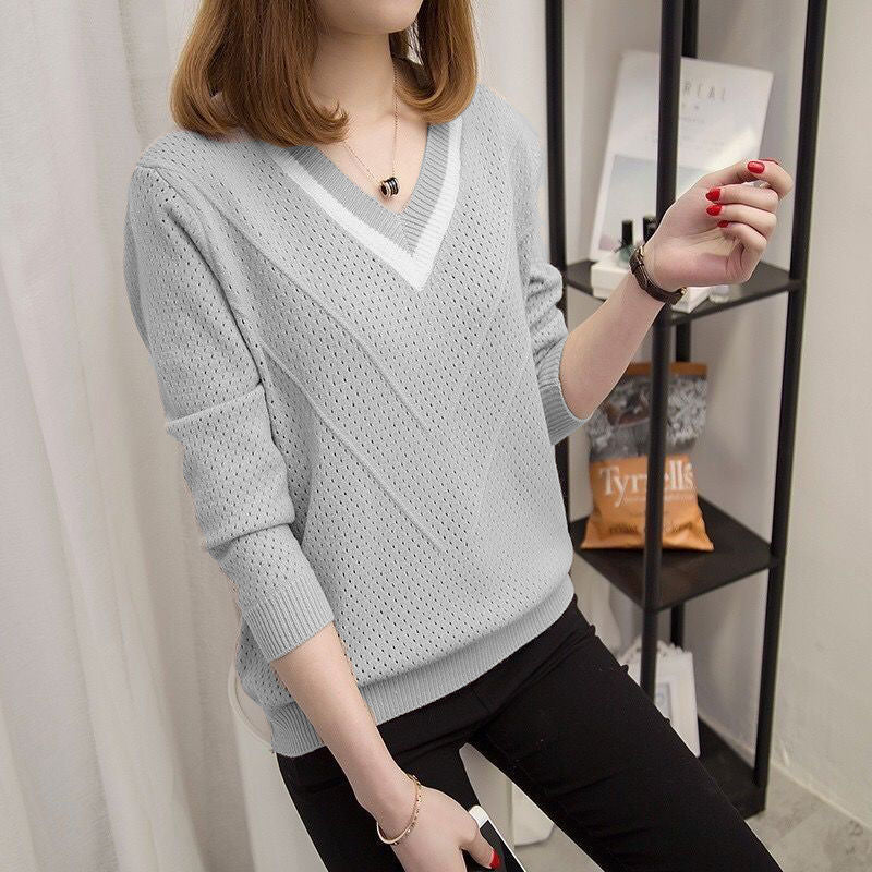 Femme pull décontracté à col en V avec motif texturé Chic & Stil