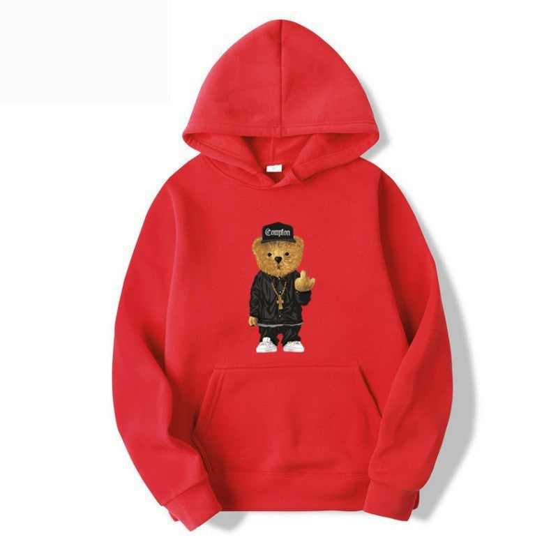 Women’s hoodie with artistic bear design and kangaroo pocket Chic & Stil