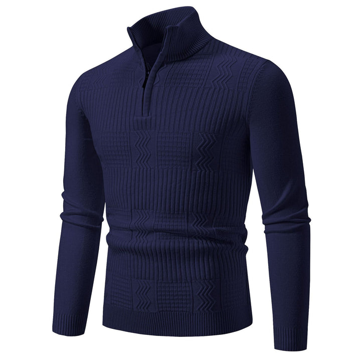 Knitted sweater for men with high collar and zipper Lune London