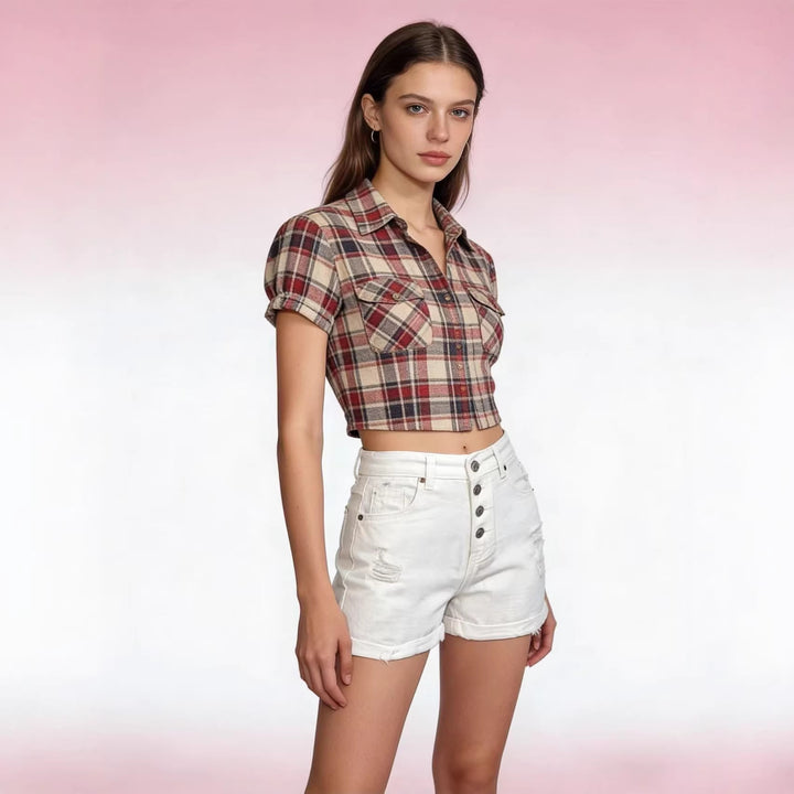 Women cropped denim jacket with two pockets Lune London