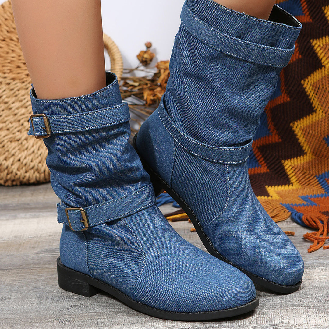 Women’s ankle boots with stylish pleated design and adjustable strap Lune London