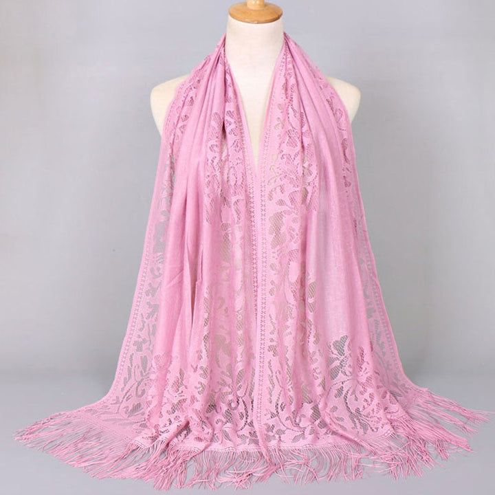 Women's Long Lace Scarf with Fringed Edges Lune London