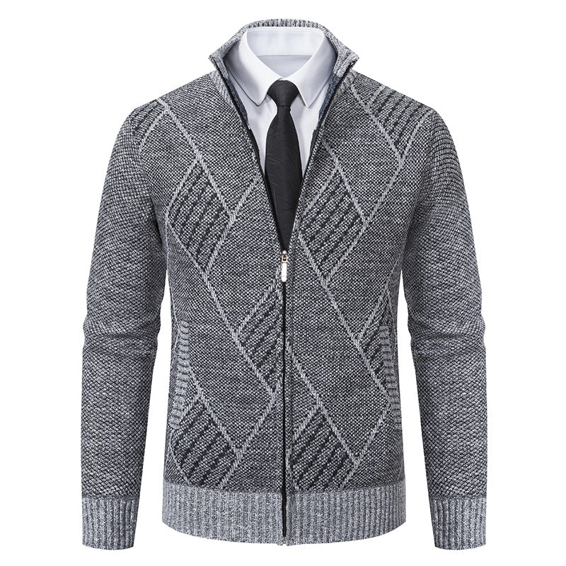 Men's Cardigan with Modern Pattern and Slim Fit Lune London