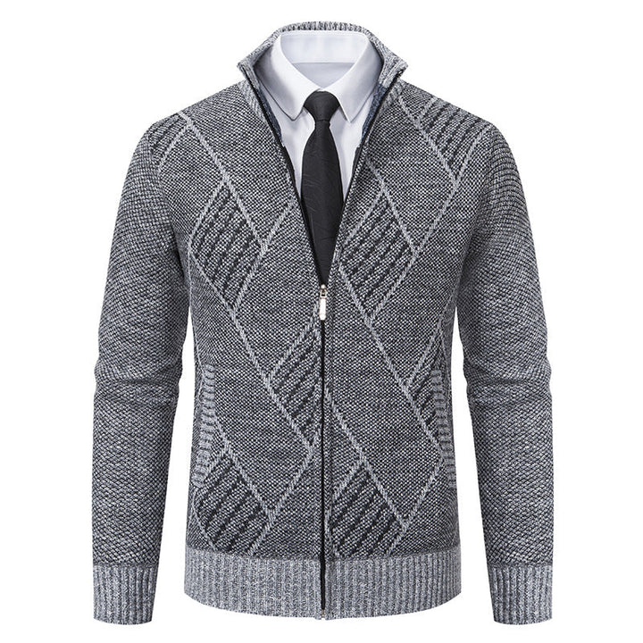 Men's Cardigan with Modern Pattern and Slim Fit Lune London