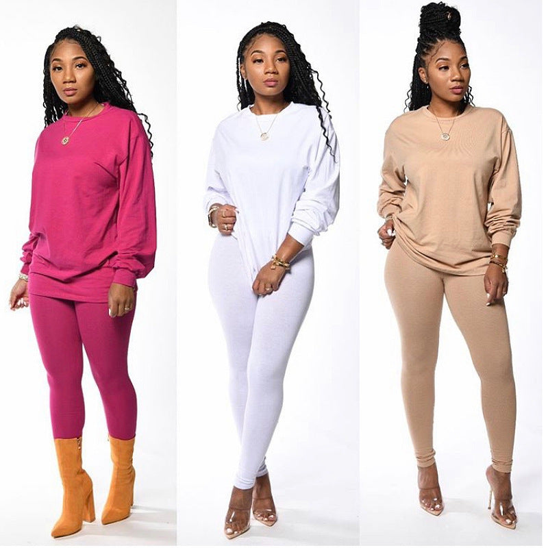 Women's Long Sleeve Pajama Set with Elastic Pants Lune London