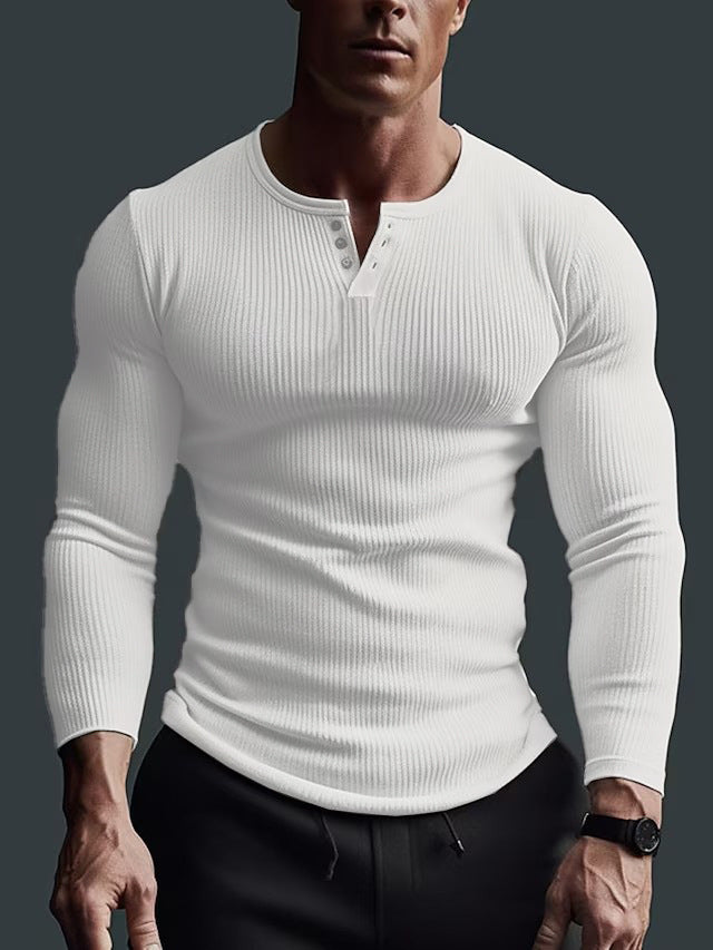 Men's long sleeve T-shirt with textured ribbed pattern Lune London