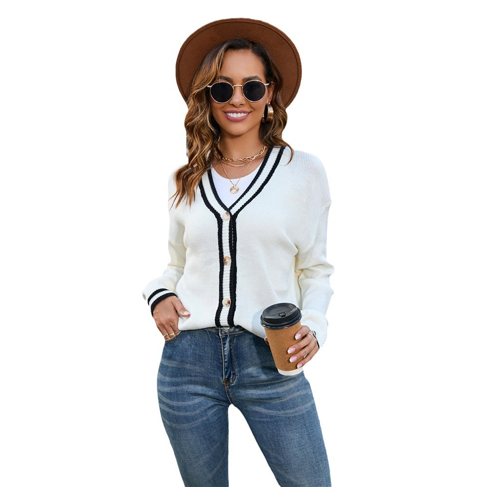 Ladies casual knit jacket with contrasting buttons Lune London