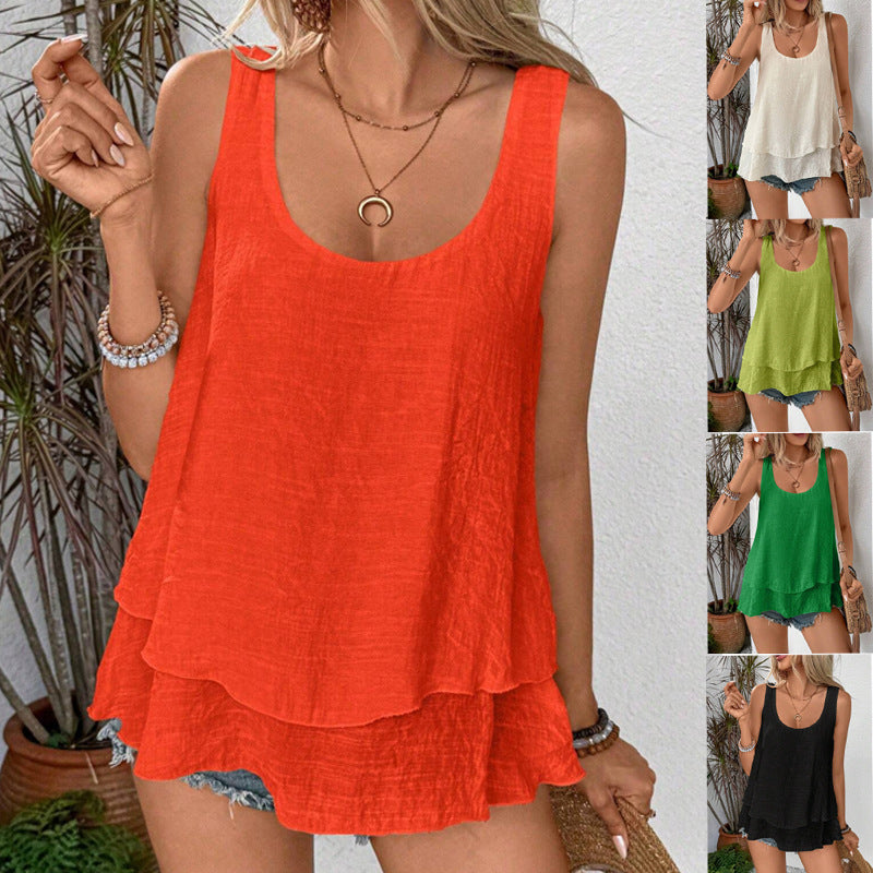 Women's casual linen top with wide neckline Lune London
